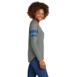 Sport-Tek Ladies Halftime Stripe Long Sleeve V-Neck Tee